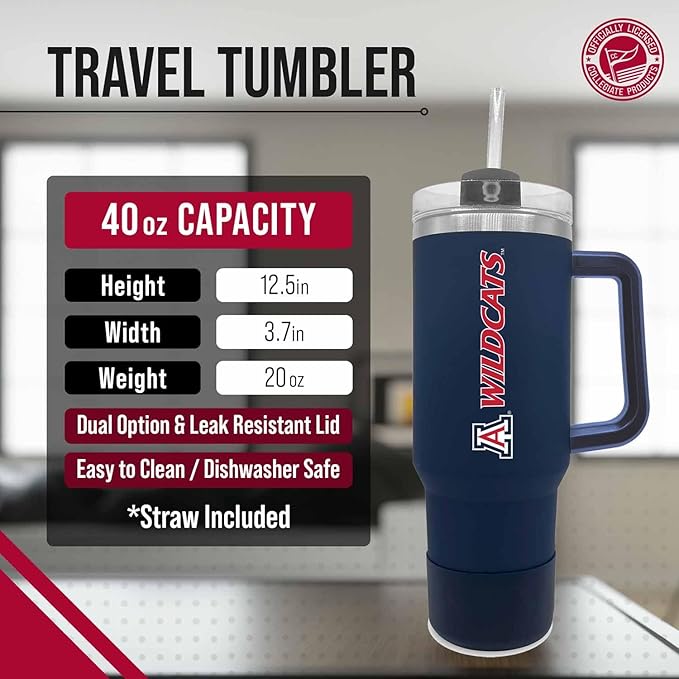 Campus Colors College & University 40 oz Travel Tumbler With Handle - Dual Option Lid With Straw - Vacuum Insulated Stainless Steel (Colorado Buffaloes - Black)