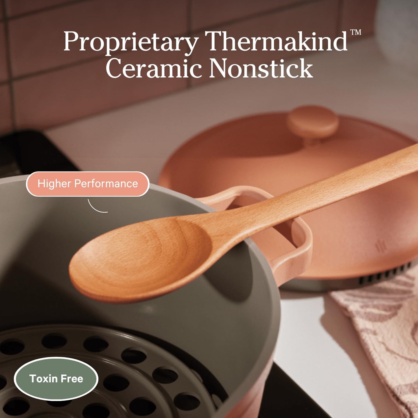 Our Place Perfect Pot - Mini 2.5 Qt Nonstick Ceramic Sauce Pan with Lid | Versatile Cookware for Stovetop and Oven | Steam, Bake, Braise, Roast | PTFE and PFOA-Free | Toxin-Free, Easy to Clean | Steam