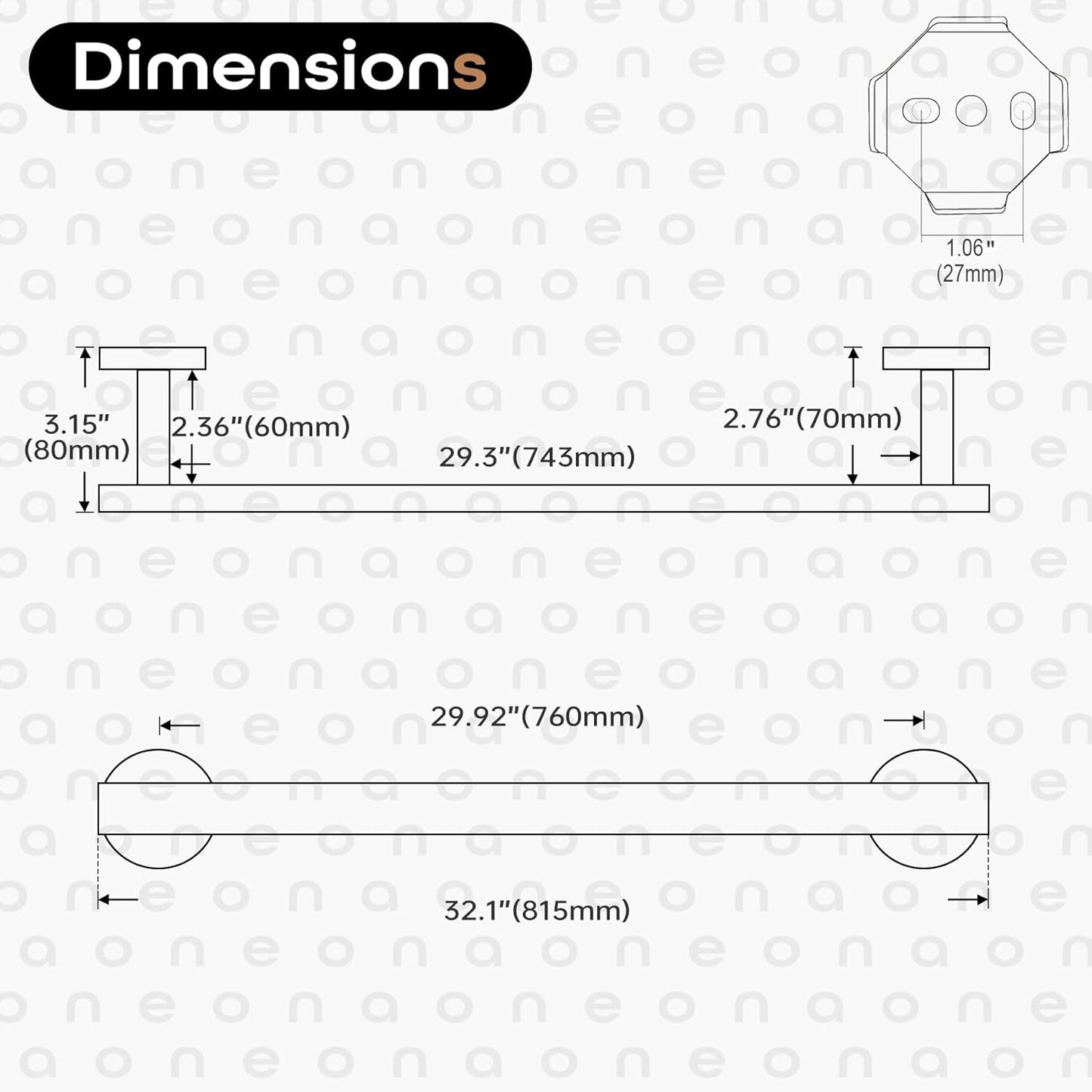 32 Inch Bathroom Towel Bar Bath Towel Rack Kitchen Towel Holder Long Towel Rails Wall Mounted SUS304 Stainless Steel 2 Pack Polished Chrome AN4001CH-L32-P2