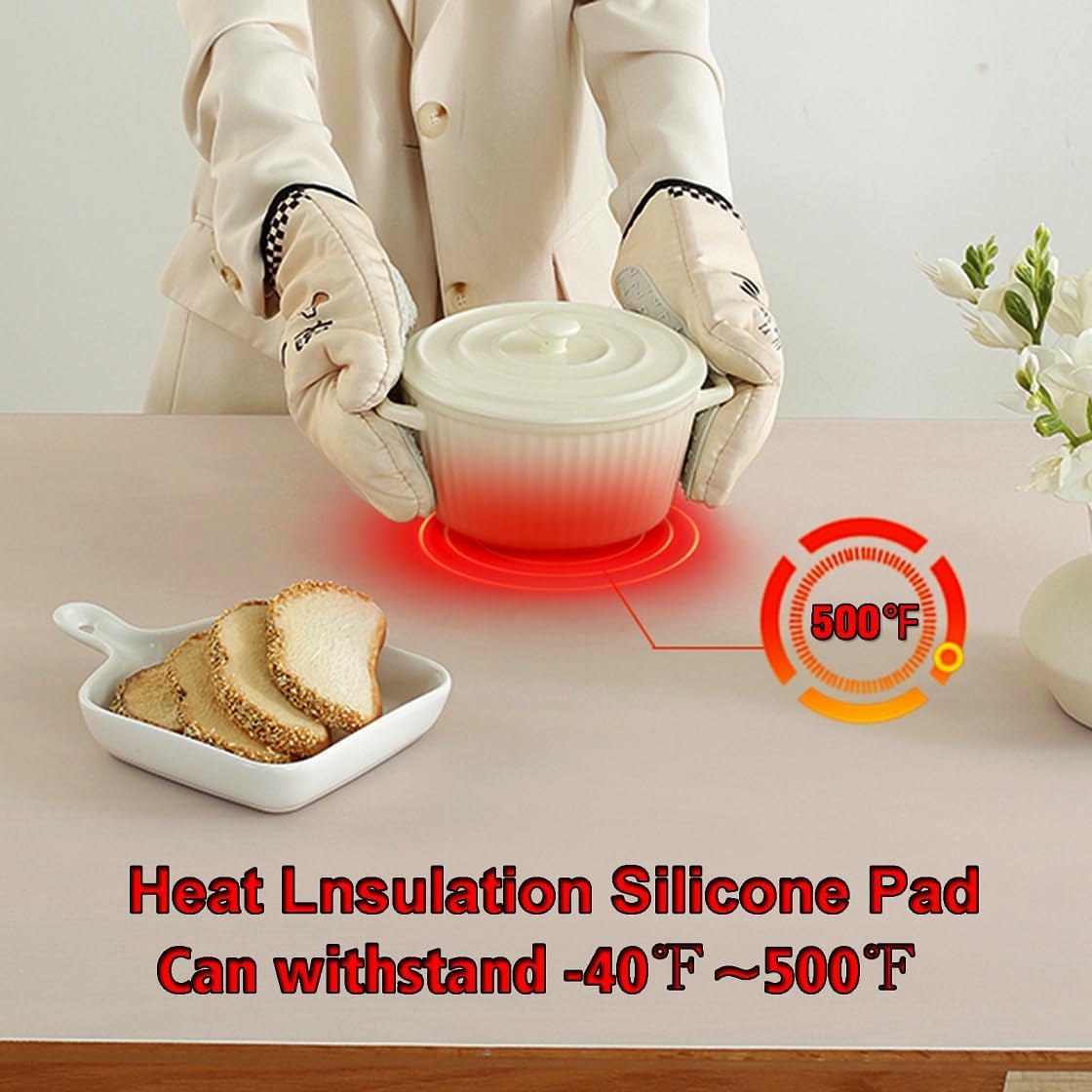 Silicone Mat - Non-Stick, Reusable & Heat Resistant Up to 500°F, Fits Resin Crafts, Dishwasher Safe for Baking, Cookies, Pastry (36” x 24”Black)