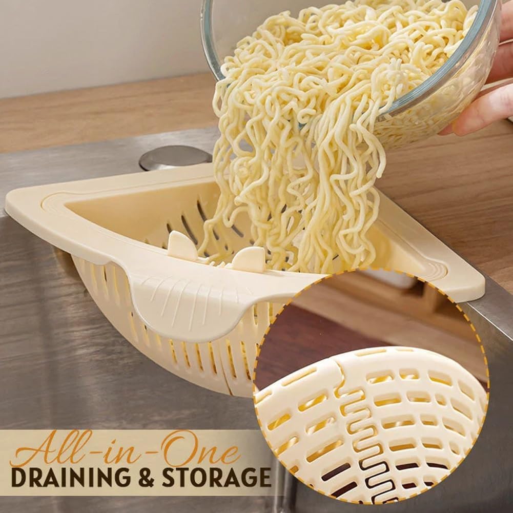 Magnetic Drainage & Filter Basket, Punch-Free Triangular Sink Strainer with Twist-Open Bottom, Strong Magnetic Fixation, Corner Kitchen Organizer for Washing Fruits & Vegetables(2pcs Color a)