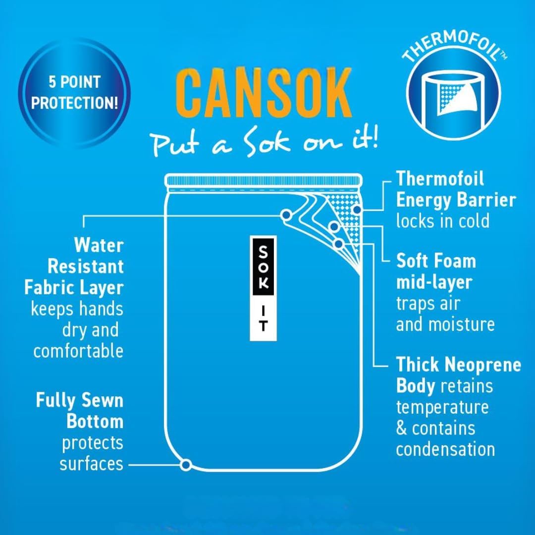 Sok It CanSok Sleeve for Beer & Soda Insulated Neoprene Cover (Music to My Ears, 16oz Can Sleeve)