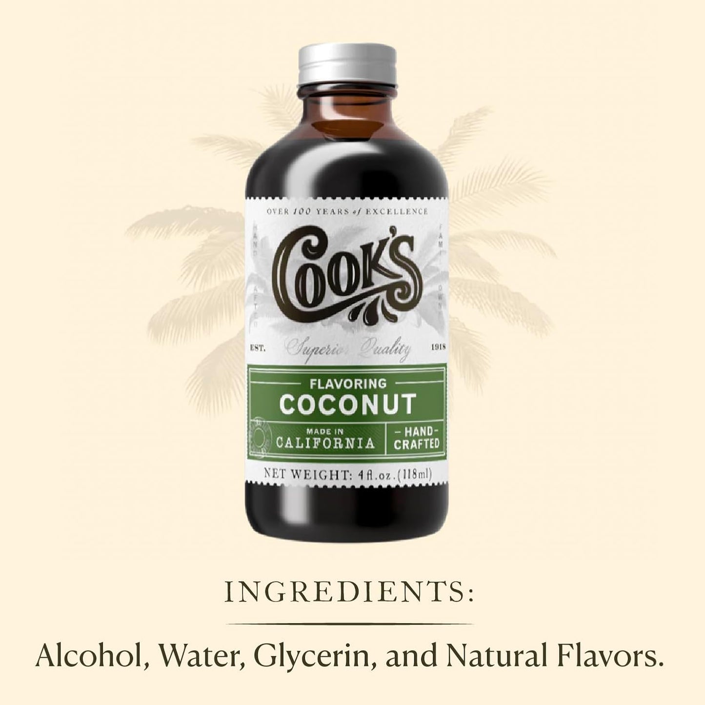 Cook's, Coconut Flavoring for Cakes, Cookies, Pastries, Ice Creams, Smoothies, 128 Ounces (1 Gallon)