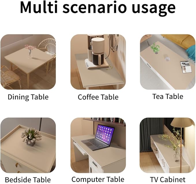 Desk Cover Protector - Used for Square Table Waterproof and Easy to Clean Good Flatness Easy to Used for Dining Table(Light Brown+Gray 44x44)