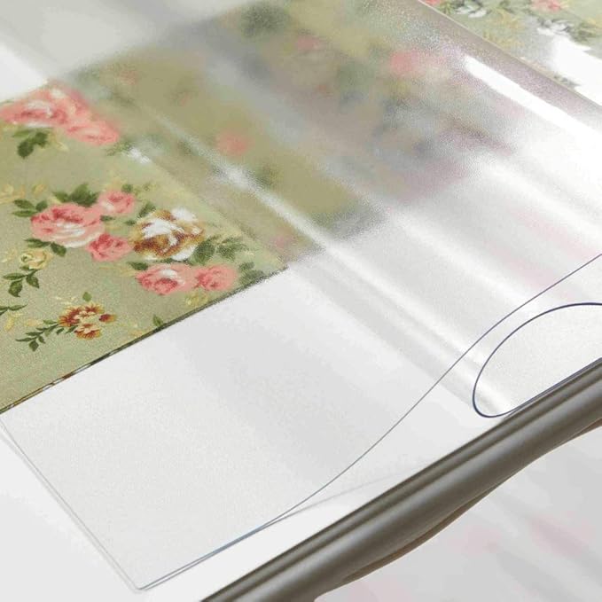 NECAUX Custom Multisize 1.5mm Thick Frosted PVC Table Cover Protector - 19 x 60 Inch Waterproof Rectangular Protective Table Pad for Console Table/Media Stand/Wood Dresser, Bench, Counter Tops