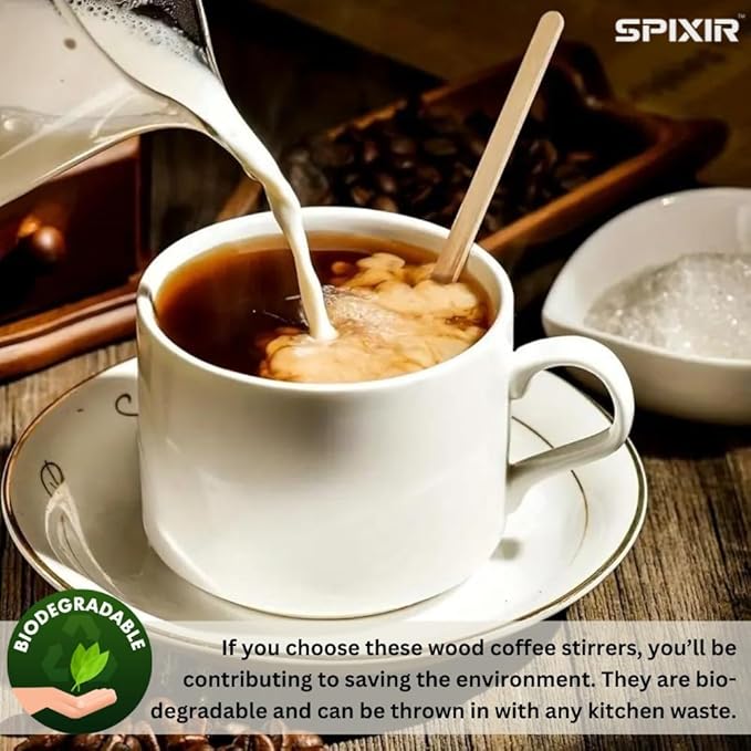 Coffee Stirrers Disposable Wooden Coffee Stir Sticks, 7-inch Large Stir Sticks, 1000 Wooden Coffee Stirrers, Round-End Wooden Stir Sticks for Coffee, Birchwood Swizzle Sticks for Coffee