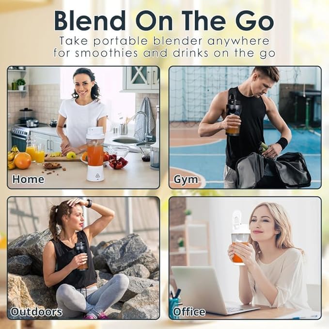 Personal Blender Wireless 24oz Cordless Mini 360 Watt Portable Blender-for Smoothies Freshly Squeezed Juices 6000mAh Self Cleaning and BPA Free Portable Juicer with 6 Sharp Blade Black Knight