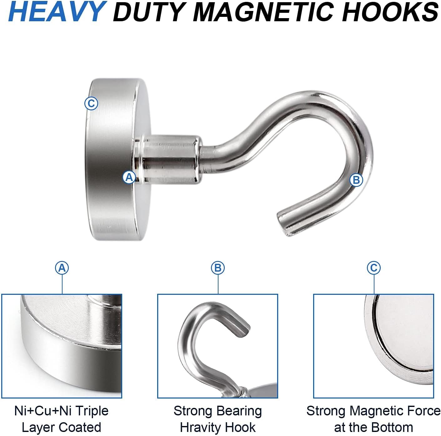 LOVIMAG Magnetic Hooks for Hanging, 30lbs Magnet Hooks for Cruise Ship Essentials, Strong Magnets for Classroom, Rare Earth Magnets with Hooks for Cruise Must Haves, Camper, Locker,Ceiling-15 Pcs
