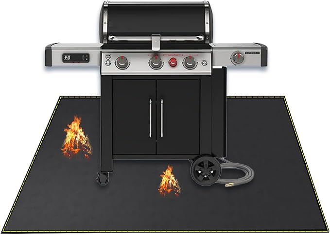 40x60 Inch Under Grill Mat for Outdoor Grill Deck Patio Protector Extra Large Silicone Fireproof Waterproof Oil-Proof Fire Pit Matt BBQ Barbecue Pad