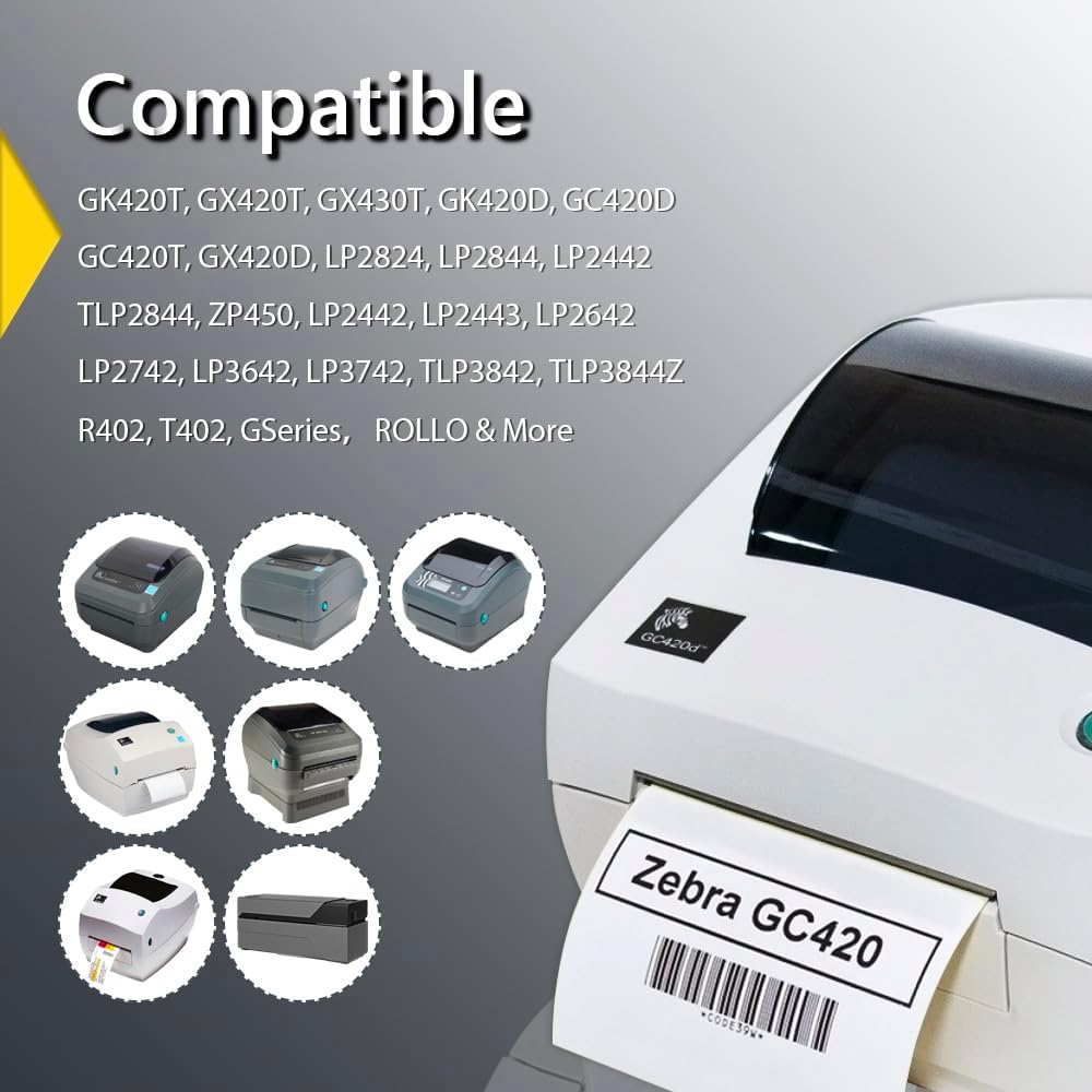 BETCKEY - 4" x 1" Multipurpose Labels Compatible with Zebra & Rollo Label Printer,Premium Adhesive & Perforated[Green, 6 Rolls, 8250 Labels]