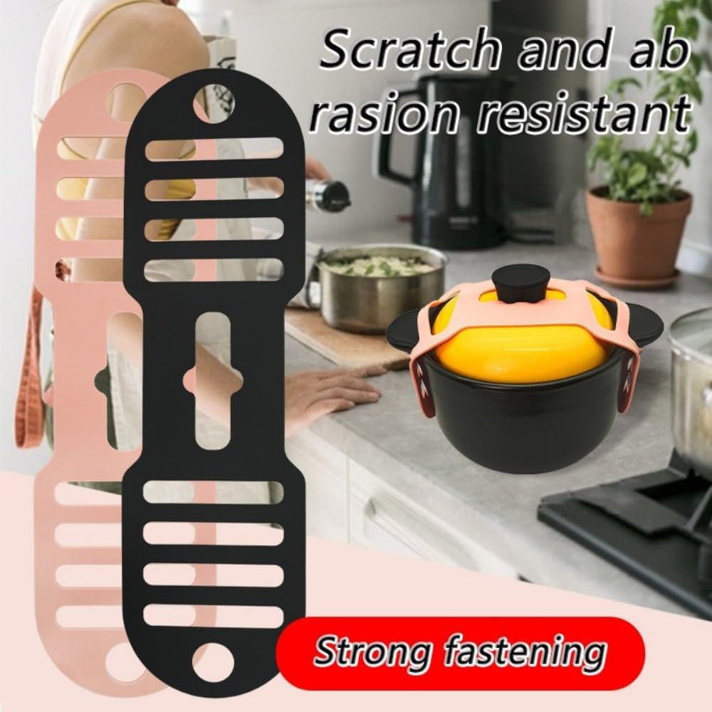 Silicone Lid Lock Strap for Crockpot Slow Cooker (6/7/8 Quart) - Universal Crockpot Lid Holder & Rubber Strap Alternative | Heat-Resistant, No-Spill Design Transport Accessories (Pink)