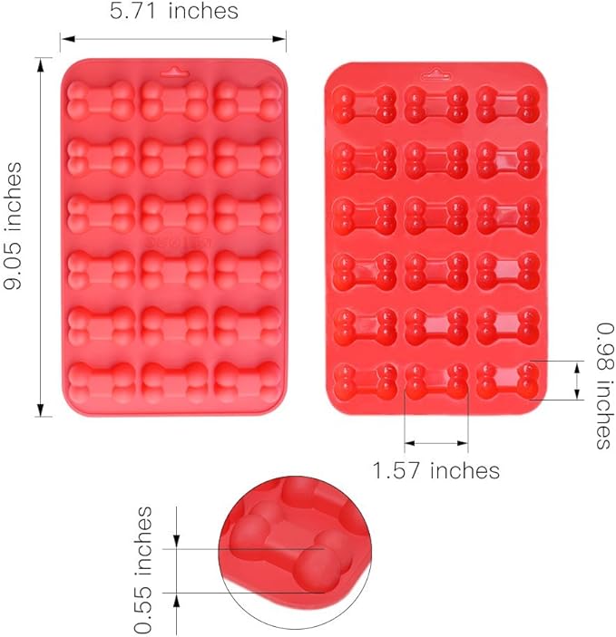 homEdge Puppy Dog Paw and Bone Silicone Molds, Non-Stick Food Grade Silicone Molds for Chocolate, Candy, Jelly, Ice Cube, Dog Treats (Puppy Paw Bone Set of 4PCS)