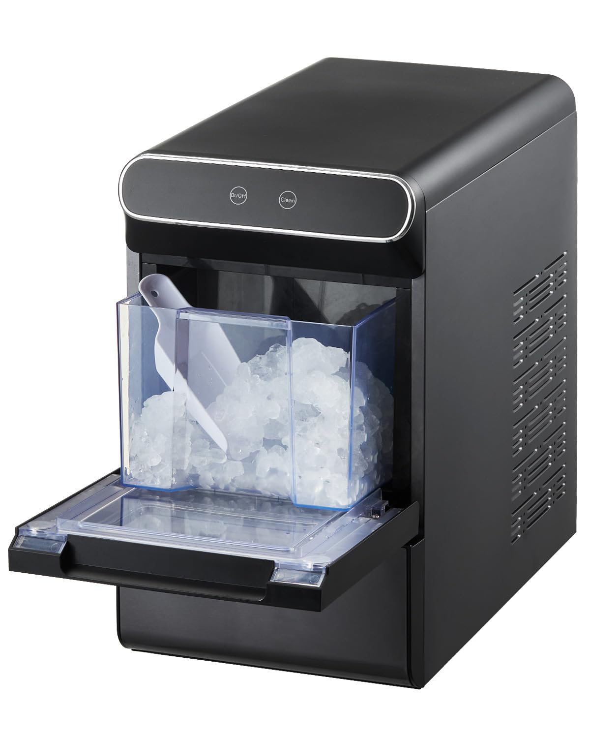 VEVOR Nugget Ice Maker, 37lbs/24H, with Self Cleaning, with Ice Scoop and Basket, Stainless Steel Ice Machine with Convenient Ice Transfer for Home Kitchen Office