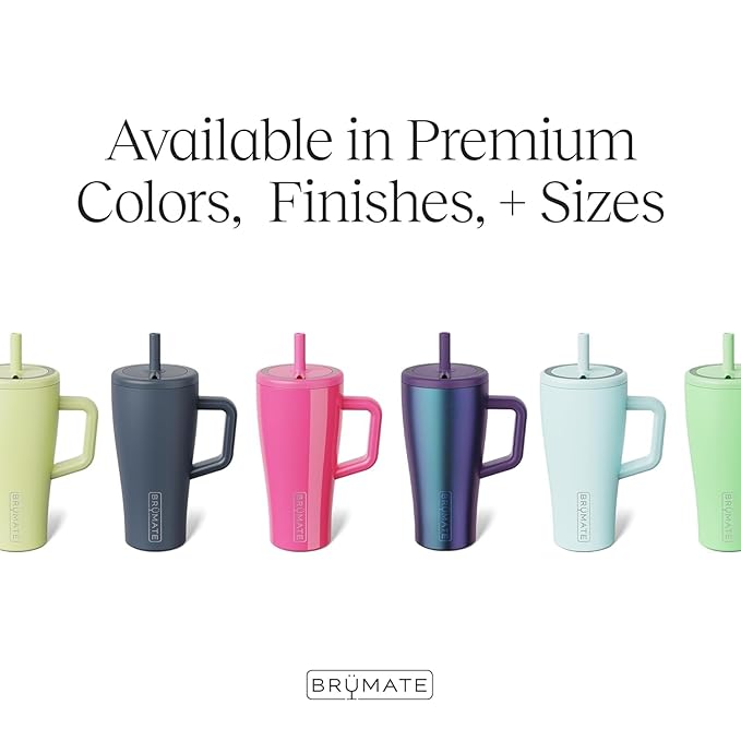 BrüMate Era 20 oz Tumbler with Handle and Straw | 100% Leakproof Insulated Tumbler with Lid and Straw | Made of Stainless Steel | Cup Holder Friendly Base | 20oz (Glacier)
