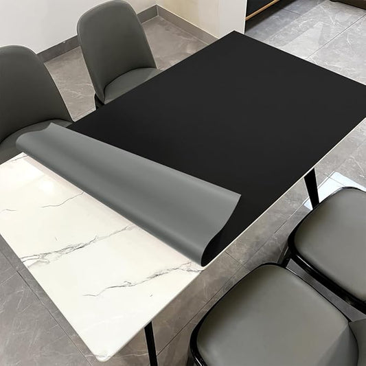 Table Protector Pad for Dining Room Table - Can Be Used On Both Sides Waterproof and Easy to Clean Good Flatness Used for Dining Table(Black+Gray 46x96)