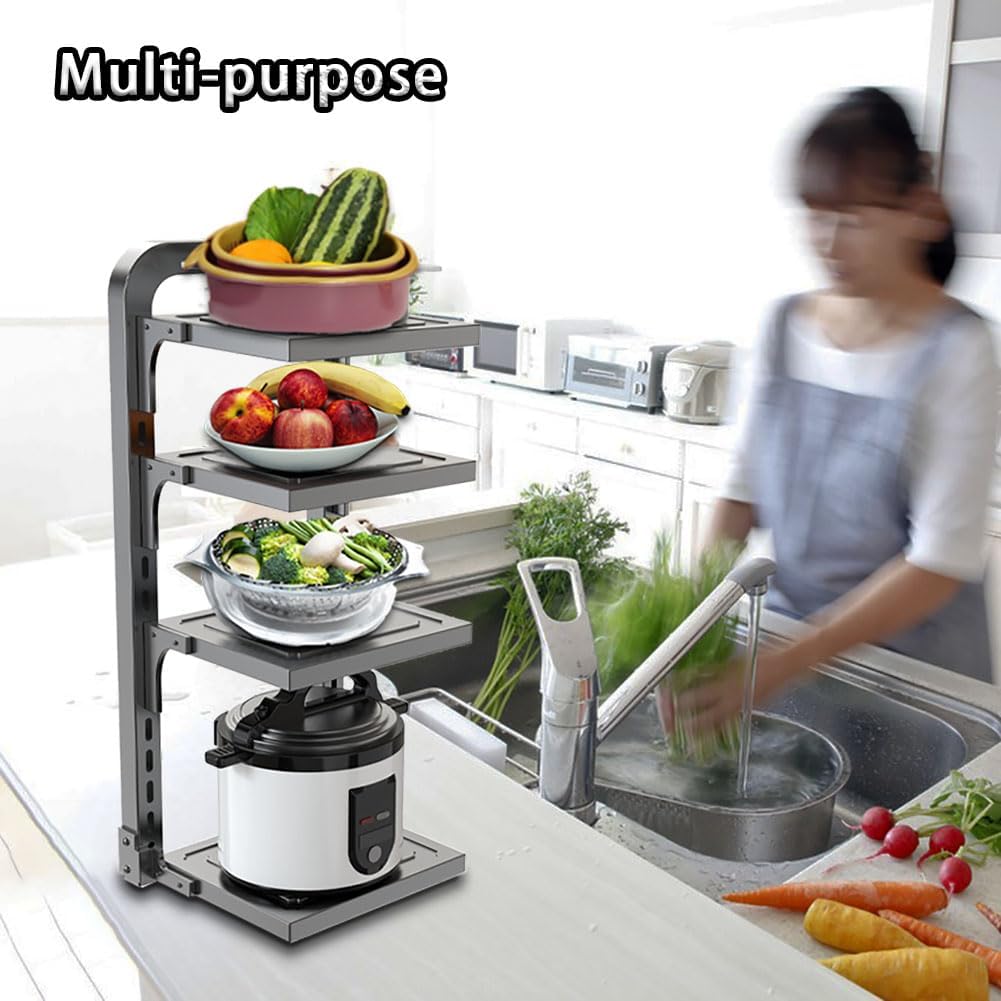 Pots and Pans Organizer Under Cabinet,3 Tier Adjustable Cabinet Pan Organizer Rack, 21''Heavy Duty Pot Rack,Pot lid organizer for Kitchen Pantry to Store Dutch Ovens,Cast-Iron Pans (3L-A)