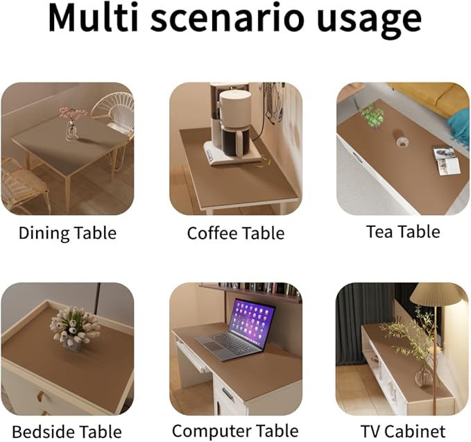 Table Protector Pad for Dining Room Table - Can Be Used On Both Sides Waterproof and Easy to Clean Good Flatness Used for Dining Table(Mud Color+Champagne Gold 46x96)