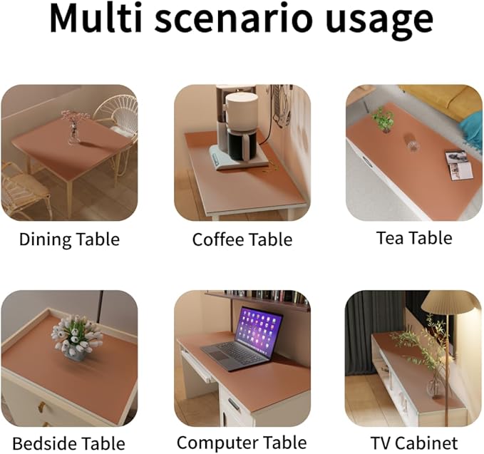 Leather Table Cover,1.8mm Thick,12x90 Inch Table Protector,Glass Table Protector,Table Sticker Cover,Desk Covers On Top of Desks.(Brown+Gray,12x90)