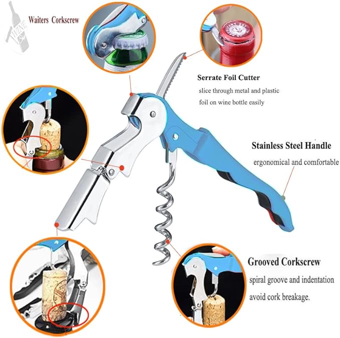 Professional Waiter Corkscrew Wine Openers Set, Heavy Duty Stainless Steel Hinges Wine Key for Restaurant Waiters, Sommelier, Bartenders