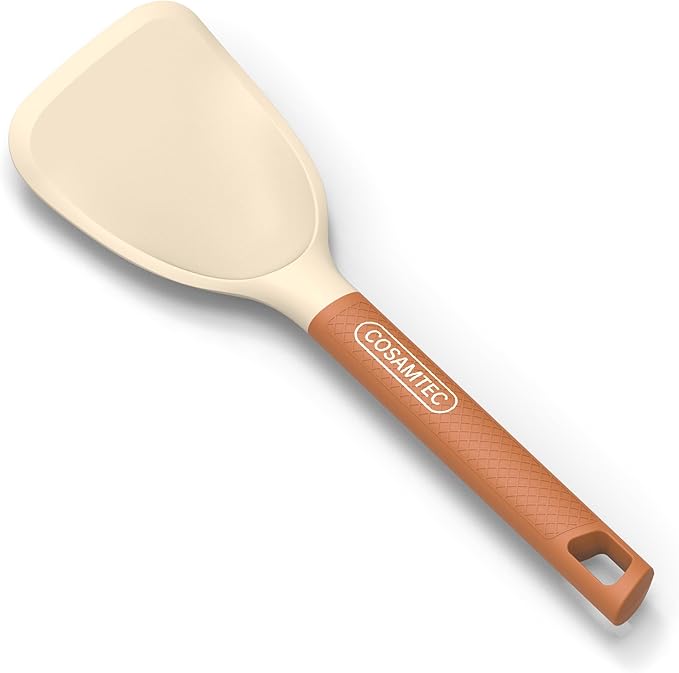 Silicone Small Spatula for Cooking Flexible Beveled Turner with Solid Inner Core and Heat Resistant Nylon Handle Ideal Spatula for Non-Stick Cookware