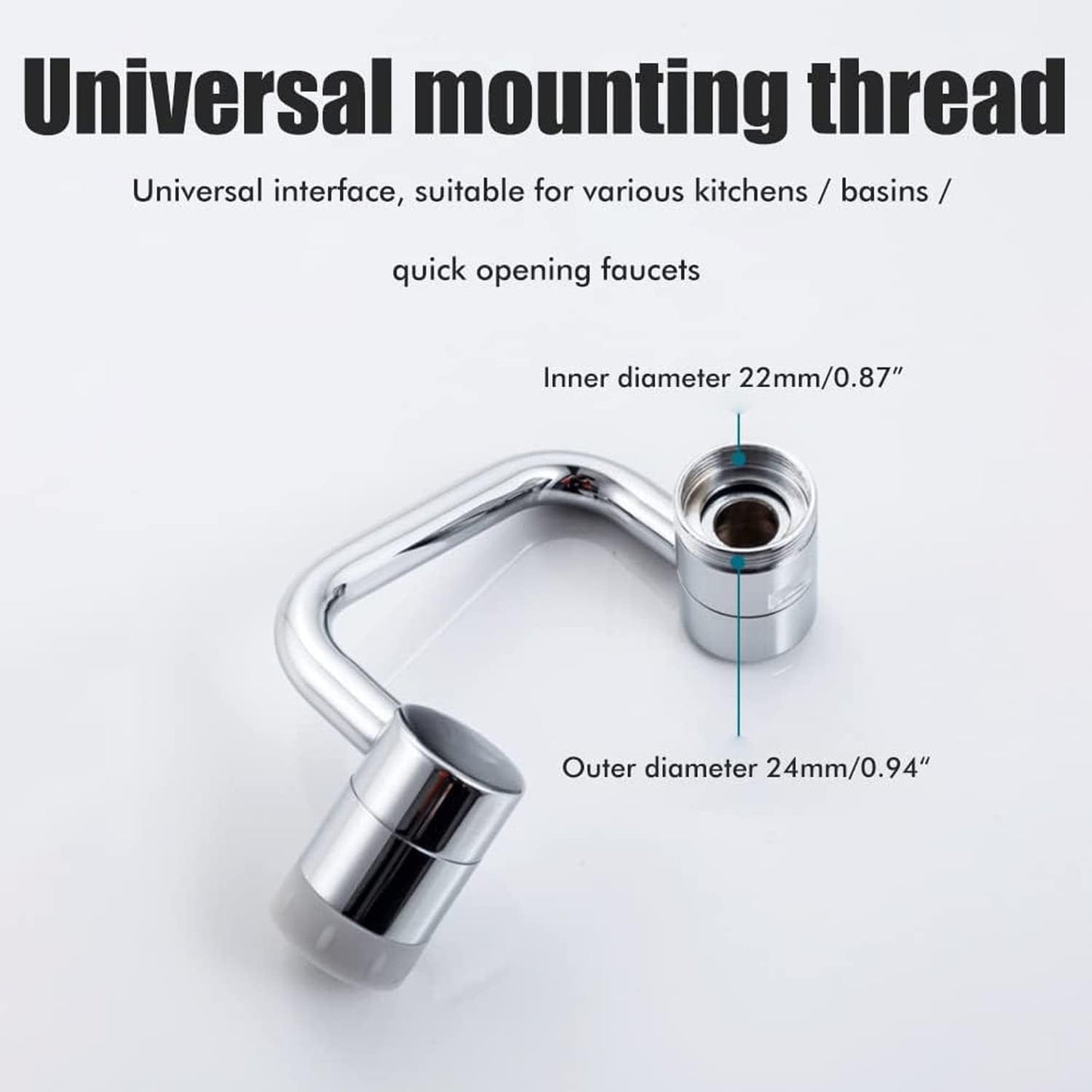 LikeHome 2 Packs Matte Black Rotating Faucet Extender Aerator, Solid Brass, Chrome Finish, Dual-Function 2-Flow Sprayer, 1080 Swivel, Easy to Install, WaterSense, NSF 61