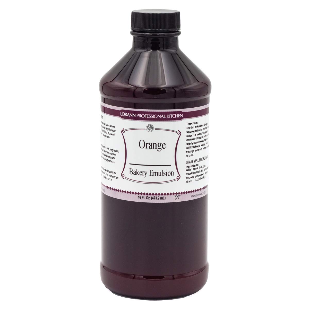 LorAnn Oils Orange Bakery Emulsion: True Essence, Ideal for Boosting Fruit Tones in Cakes, Cookies & Desserts, Gluten-Free, Keto-Friendly, Extract Substitute Essential for Your Kitchen, 16 Oz
