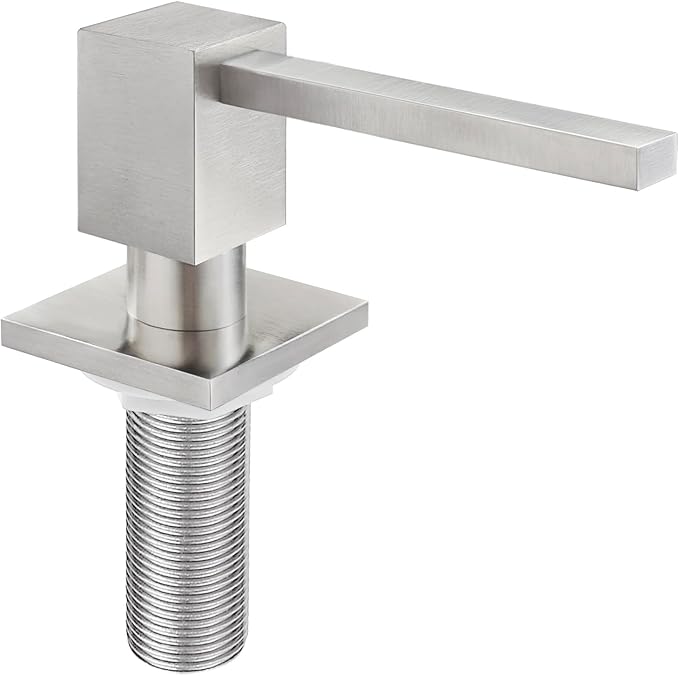 All Brass Built in Soap Dispenser for Kitchen Brushed Nickel Deck Mounted Sink soapdispenser with 17OZ Above The Counter Refillable PET Bottle Brass Pump Head Dish Soap Dispenser