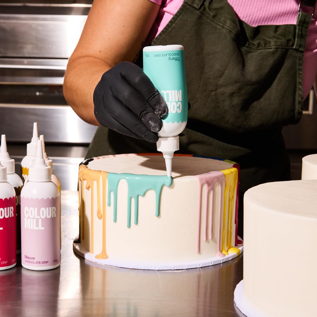 Colour Mill Chocolate Drip Easy-Melt Drizzle for Desserts, 125 Grams Tiffany