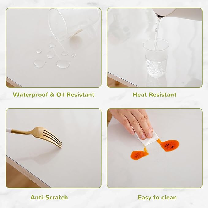 48 x 90 Inch Clear Table Cover Protector, Clear Table Protector for Dining Room Table, 1.5mm Plastic Table Cover, Waterproof Table Pad for Kitchen, Office