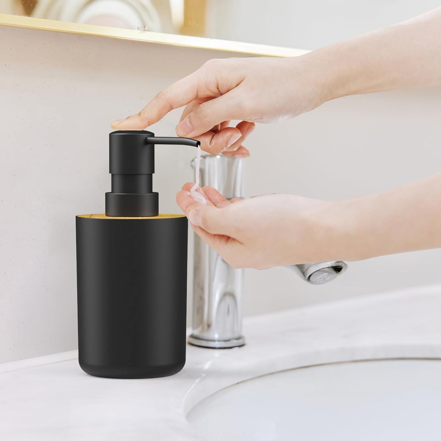 Soap Dispenser for Bathroom and Kitchen, 12oz Modern Minimalist Style Plastic matte white Empty Lotion Dispenser with Refillable Pump,Liquid Bottle for Hand Soap, Dish Soap,College Dorm Use