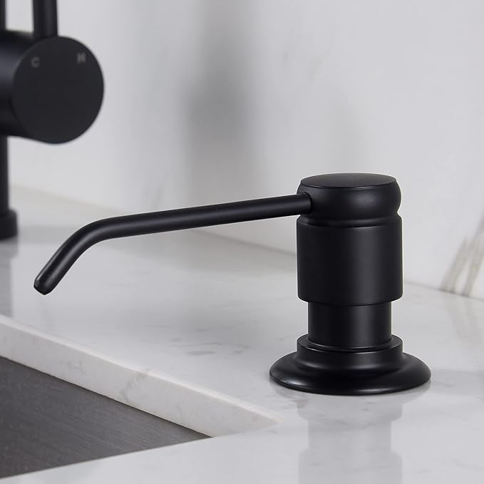 Gagal Soap Dispenser (Matte Black) and Extension Tube Kit for Kitchen Sink, Complete Brass Pump with 40" Silicone Tube Connect to The Bottle Directly, Say Goodbye to Frequent Refills