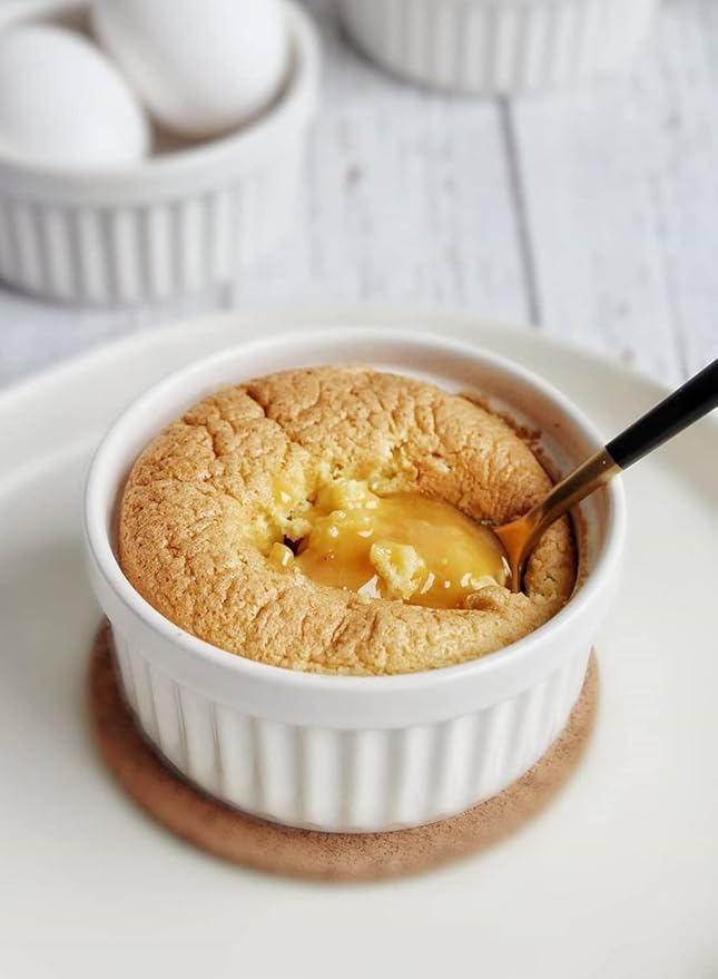 LE TAUCI Ramekins 12 OZ Oven Safe, Ceramic Souffle Dishes for Oven, Custard Cups, Creme Brulee Dishes, Porcelain Large Ramekins, Pudding Ramiken, Dipping Sauces, Set of 6, White
