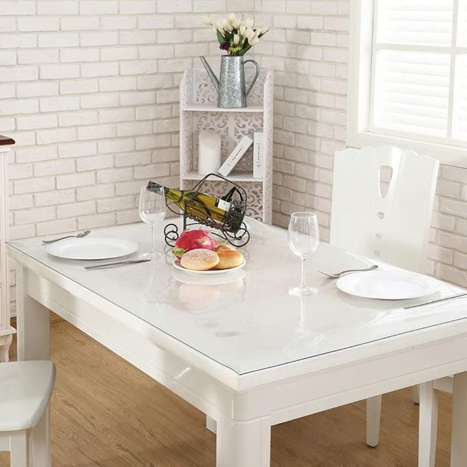 NECAUX Custom 16 x 47.3 Inch Clear Desk Cover Protector, 1.5mm Thick Plastic Heavy Duty Table Pad Desk Mat Desk Protector for Office Computer Writing Desk, Sofa Table, Media Stand, Coffee Table