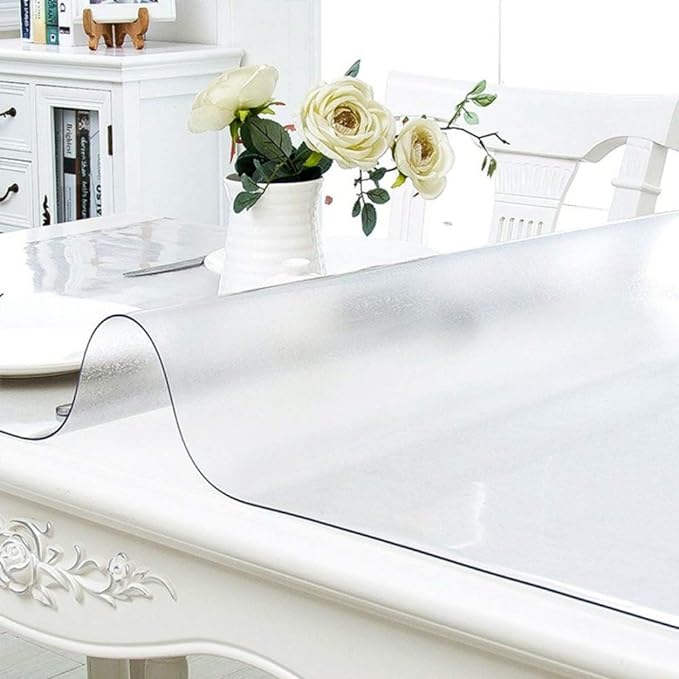 NECAUX Custom 44 x 75 Inch Frosted Table Cover Protector, 1.5mm Thick Wood Grain Transparent Table Pad Non-Slip Tablecloth Plastic Protective Pad for Dining Living Room Table Conference Table