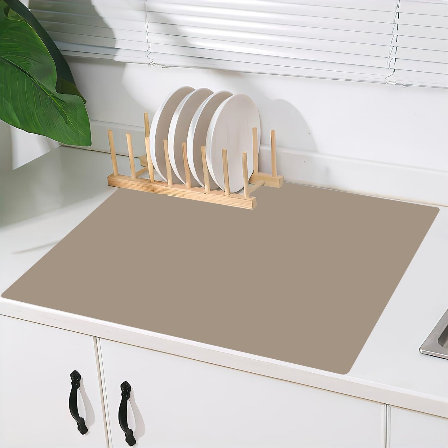 2MM Super Thick Large Silicone Mat, 23.6"x23.6"(60cmx60cm) Silicone Mats for Kitchen Counter, Non-slip Heat Resistant Mat, Waterproof Countertop Protector Mats (Brown)