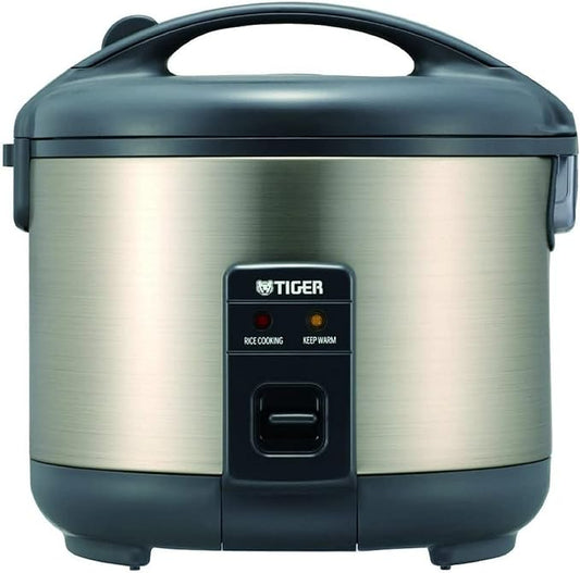 Tiger JNP-S10U 5.5 Cup Capacity White Rice Cooker with Non-Stick Inner Pot, Spatula and Measuring Cup, Keep Warm Upto 12 hours (Stainless Steel Gray)