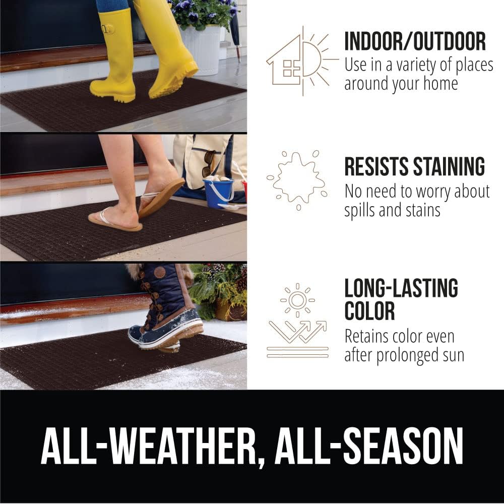 GORILLA GRIP Front Door Mat, 47x35, Indoor Outdoor Ultra Absorbent HydroAbsorb Doormat, Absorbs Up to 6 Cups of Water, Stain and Fade Resistant, Rubber Backing Doormats, Captures Dirt, Coffee