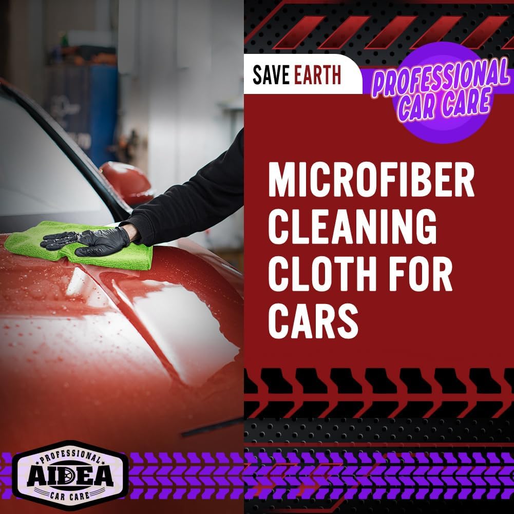 AIDEA Microfiber Cleaning Cloth, 20PK, Microfiber Towels for Cars, Premium All Purpose Car Cloths, Dusting Cloth Cleaning Rags, Absorbent Towels for SUVs, House, Kitchen, Window, 12"×12", Green