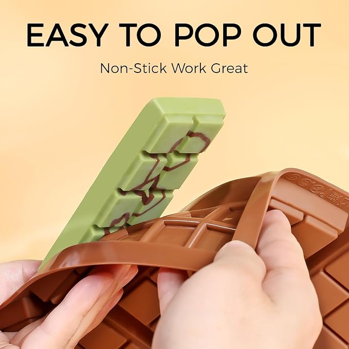 Chocolate Bar Mold - Non-Stick Chocolate Molds, Food Grade Silicone Deep Mold for Dubai Pistachio, Candy, Snacks