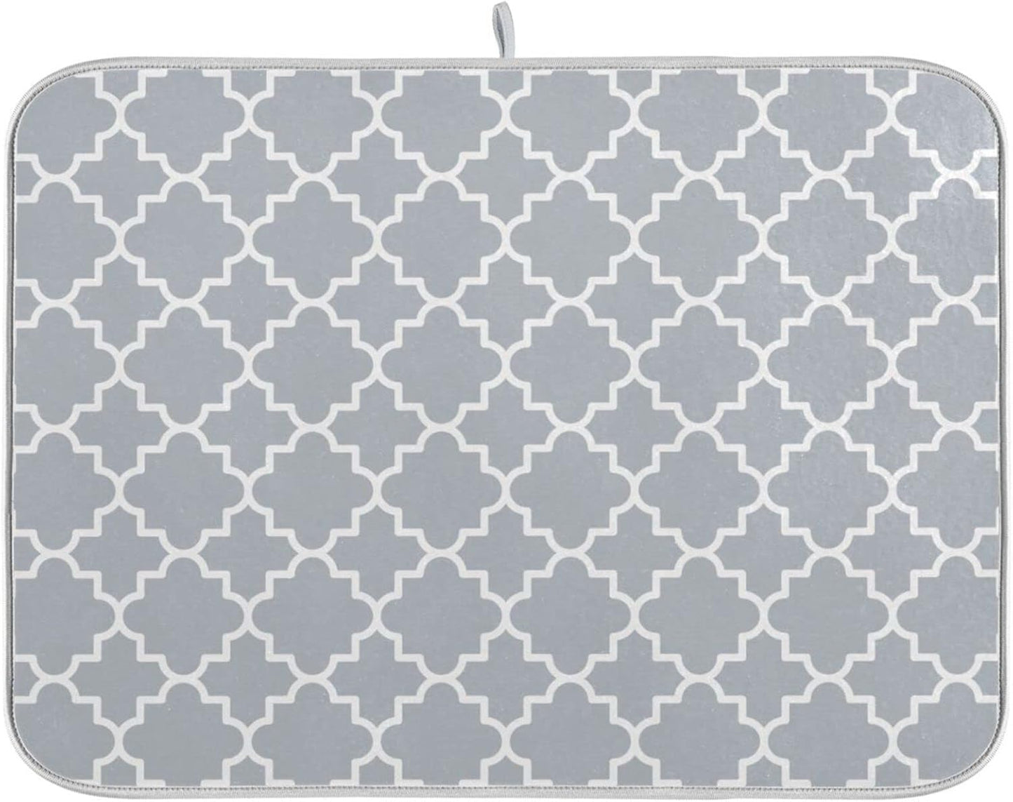 senya Super Absorbent Dish Drying Mat, Microfiber Fast-Drying Dish Mat, 16'' x 18'', Kitchen Dish Drying Pad, Grey Moroccan, 16x18in