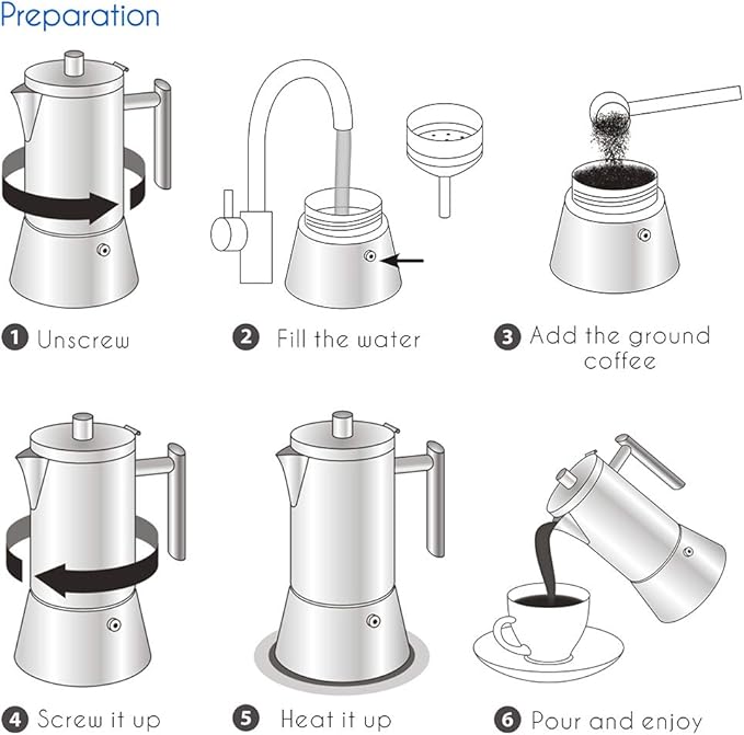 Easyworkz Diego Stovetop Espresso Maker Stainless Steel Italian Coffee Machine Maker 12Cup 17.5 oz Induction Moka Pot