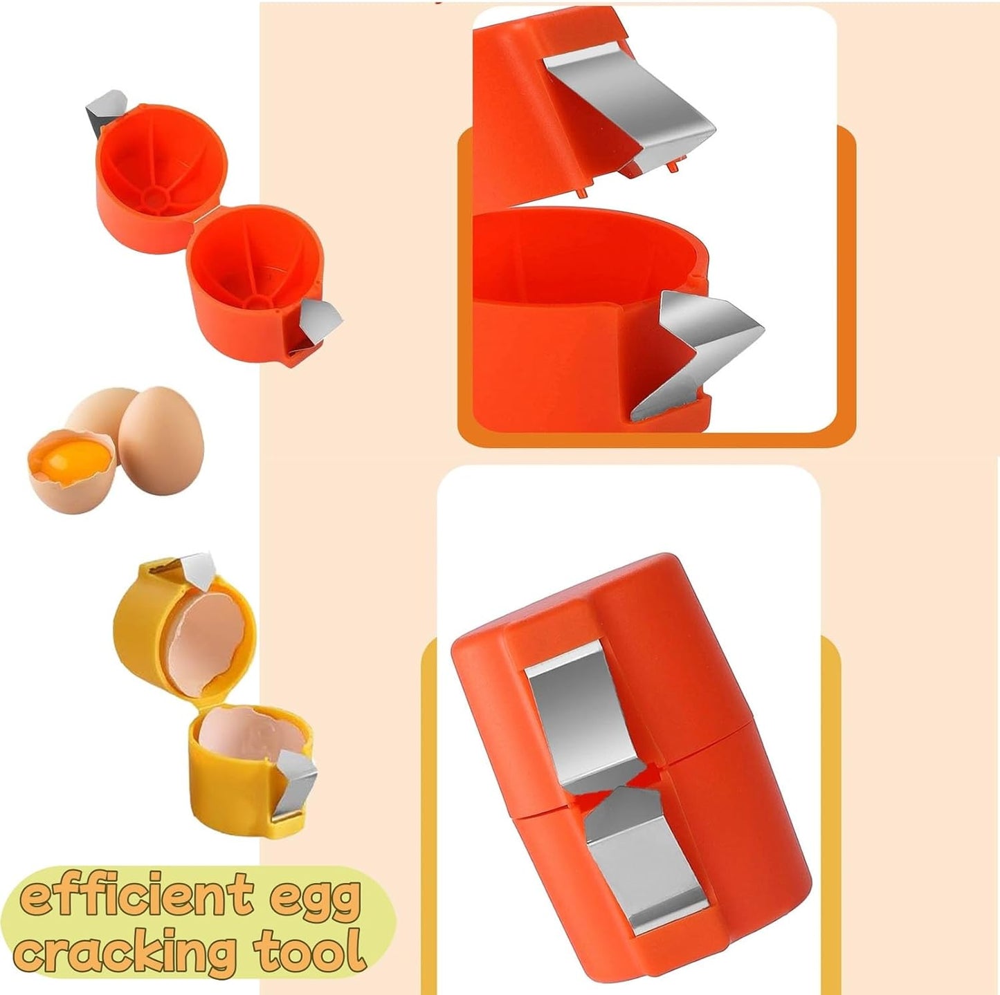Stainless Steel Egg Opener,Egg Opener For Hard Boiled Eggs,Efficient Egg Cracking Tool，Perfect For Baking, No Shells，No Mess – Perfect Omelets, Scrambled Eggs & Baking. (3-in-1)