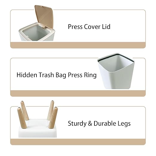 Small Trash Can with Lid Drone Photo Bottom Bay Barbados Wastebasket with Press Cover Dog Proof Garbage Can Waste Bin for Kitchen Bathroom Nursery 2.6 Gallon