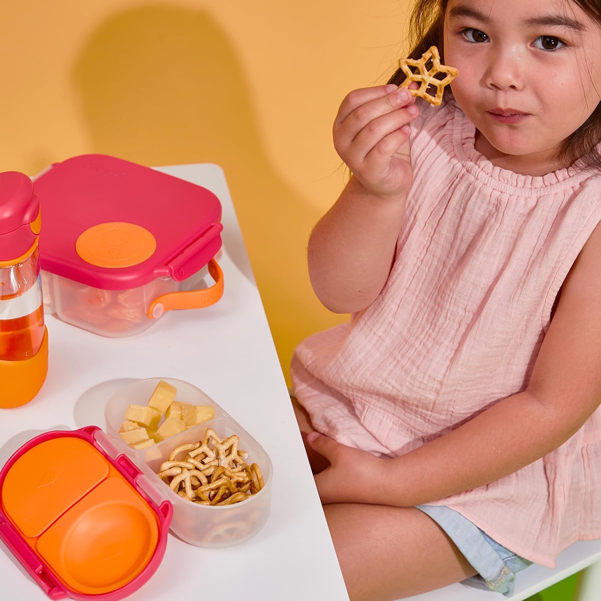 b.box Snack Box Reusable Snack Containers with Lids 2 compartments, Bento Box for kids and toddlers, Leakproof Lunch Box, BPA free and Dishwasher Safe Snack Container (Midnight, 1 3/4 Cup)