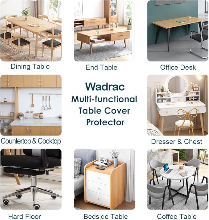 16x22 in 2 PCS 1.5mm Thick Clear PVC Table Protector Office Writing Computer Work Desk Mat Plastic Children Painting Table Protection Kitchen Countertop Surface Cover Mat Rectangle Wipeable Easy Clean