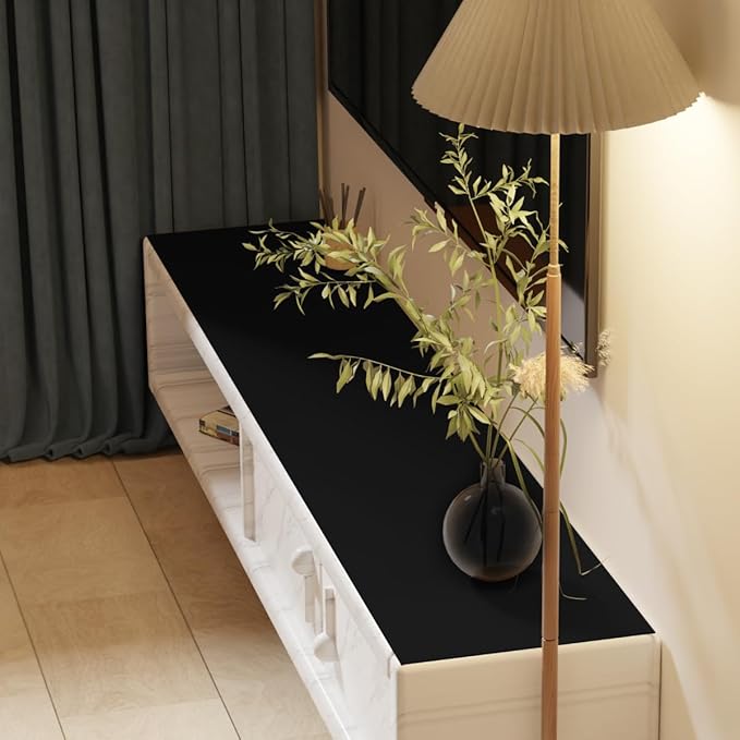 Leather Desk Mat,1.8mm Thick,15.75x63 Inch Desk Cover,Desk Protector Mat,Dresser Cover Top,Leather Table Cover,Side Table Cover,Office Desk Cover,Office Table Cover(Black+Black,15.75x63)