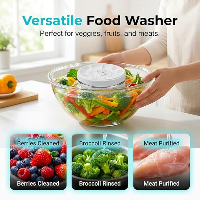 Fruit and Vegetable Washing Machine, 2026 Upgraded Produce Washing Device with Titanium Plate, Waterproof Food Cleaner, Rechargeable for Kitchen and Outdoor Use (2)