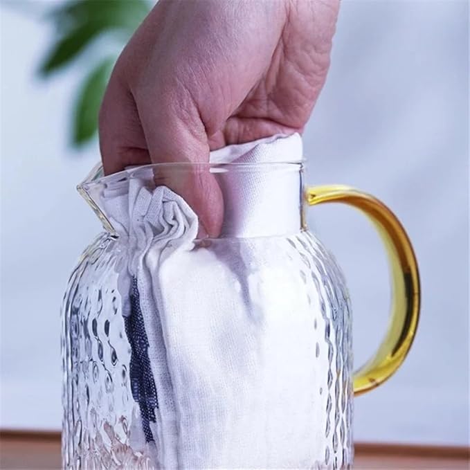 Water Pitcher Glass Water Pitcher with Filter Lid and Pouring Spout Heat Resistant Carafe for Hot Cold Beverages Homemade Ice Tea Bottle Glass Pot(1.8L)