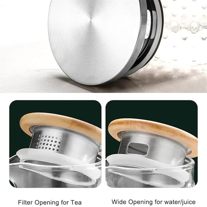 Cold kettle Glass Water Pitcher with Filter Lid and Pouring Spout Heat Resistant Glass Carafe for Hot Cold Beverages Homemade Ice Tea Bottle Water Pitcher Set for Hot/Cold Water(1.8L)