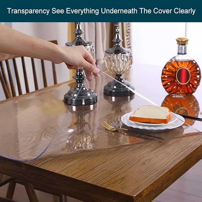 Clear Table Protector Plastic Office Desk Blotter Pad Cloths PVC Night Stand Table Cover Mat Office Desk Mat Shelf Surface Protection Crystal Children Painting Cover Pad Transprent Rectangular 19x39"